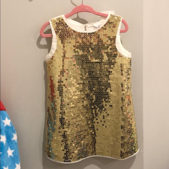 H&M Other - Gold sequin dress with ivory underlay, 18-24 mo.